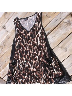 Animal Print Smock Top Tank Top Asymmetrical Small